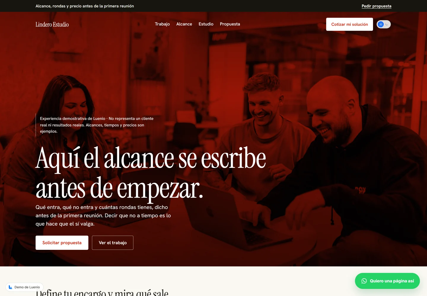 Captura de la demo ficticia para agencias