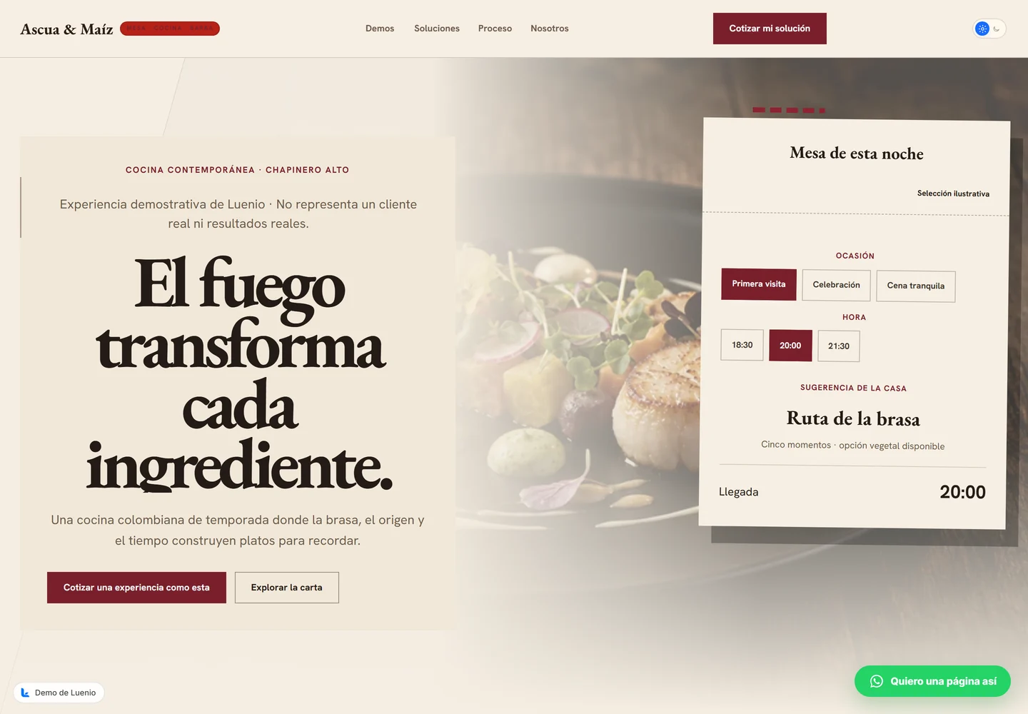 Vista ilustrativa de una experiencia para restaurantes