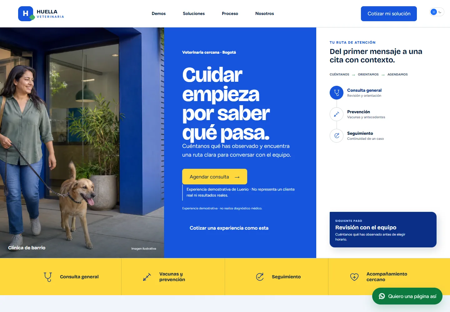 Vista ilustrativa de una experiencia para veterinarias