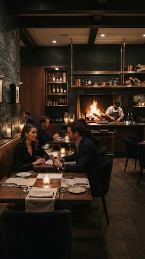 Interior cálido del restaurante